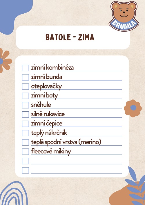 Seznam oblečení pro batole na zimu