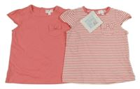 Nové - 2 x tričko - růžové + růžovo-bílé pruhované TEX BABY
