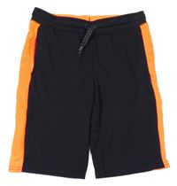Černo-neonově oranžové sportovní kraťasy 