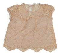 Světlerůžová tylová halenka s květy H&M