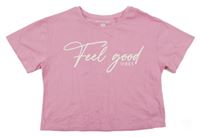 Růžové crop tričko s nápisem F&F