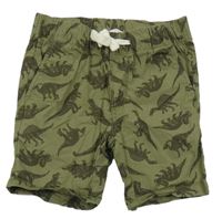 Khaki plátěné kraťasy s dinosaury H&M