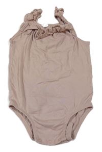 Světlehnědé košilkové body s volánky s madeirou H&M