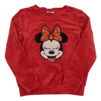 Červená plyšová mikina s Minnie Disney