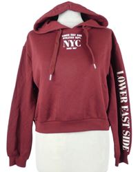 Dámská vínová crop mikina s nápisem a kapucí H&M