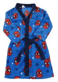 Modrý chlupatý župan se Spidermanem