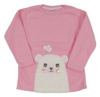 Růžová fleecová mikina s medvědem Infiniti kids