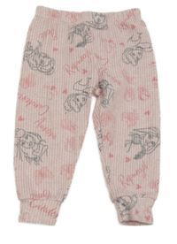 Světlerůžové melírované žebrované úpletové tepláky s Disney princeznami Mothercare