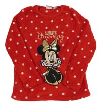 Červené chlupaté puntíkaté pyžamové triko s Minnie Primark