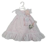 Nové - 2set - Bílé plátěné květované šaty s volánky + čelenka Jillian´s Closet