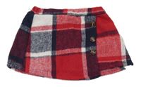 Červeno-tmavomodro-bílá kostkovaná sukně s knoflíky SHEIN