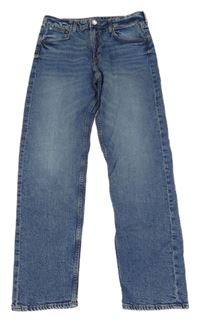 Modré šisované relaxed fit waist tapered leg rifle H&M