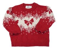 Červeno-béžový svetr s mašlemi H&M