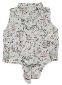 Bílá květovaná crop halenka s uzlem H&M