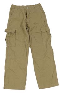 Pískové cargo looose waist plátěné kalhoty H&M