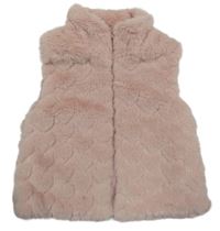 Světlerůžová kožešinová zateplená vesta se srdíčky PRIMARK