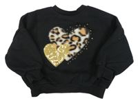 Černá oversize mikina se srdíčky Matalan