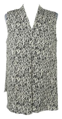 Dámská černo-smetanová vzorovaná halenka bez rukávů Primark 