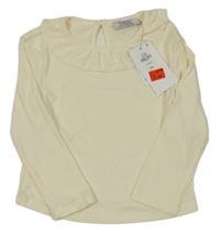 Nové - Smetanové žebrované triko s límečkem Primark