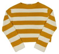Hořčicovo-smetanový pruhovaný crop svetr H&M