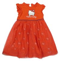 Červené šaty s Kitty a tylem a volánky PRIMARK