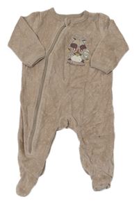 Světlehnědý puntíkatý sametový overal s mývalem so cute