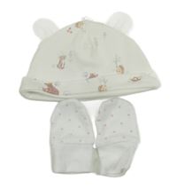 2Set - Bílá čepice se zvířátky a oušky F&F + rukavice se srdíčky