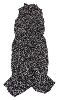 Černo-béžovo-růžový kalhotový overal se srdíčky H&M
