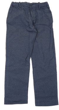 Tmavomodré melírované plátěné chino kalhoty H&M