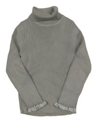 Šedý žebrovaný svetr s rolákem Primark