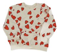 Světlebéžová mikina se srdíčky a volánem H&M