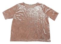 Světlerůžové sametové tričko H&M