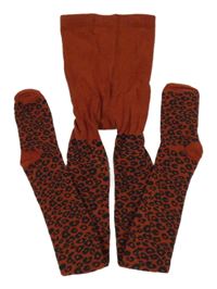 Hnědo-černé leopardí punčocháče 