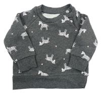 Tmavošedá mikina se zebrami Primark