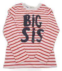 Bílo-červené pruhované triko s nápisem H&M