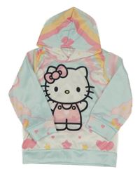 Světlemodro-růžová mikina s Hello Kitty a kapucí
