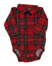 Červeno-zelené kostkované body s motýlkem a límečkem H&M