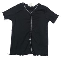 Černé žebrované propínací tričko H&M
