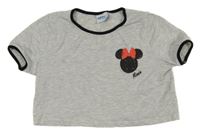 Šedé melírované crop tričko s Minnie Tu
