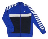Modro-černo-bílá sportovní propínací mikina s logem Adidas