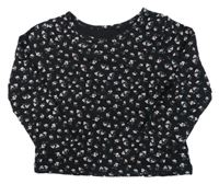 Tmavomodré kytičkované triko H&M