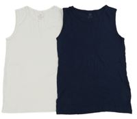 2x tílko - tmavomodré + bílé H&M
