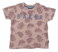 Starorůžové tričko s potiskem a logem Ted Baker 