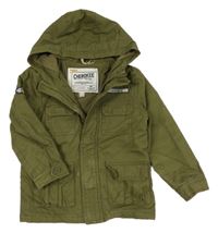 Khaki plátěná zateplená bunda s kapucí Cherokee