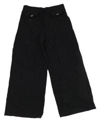 Černé culottes kalhoty s falešnými kapsami Dopodopo