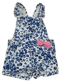 Modro-bílé riflové laclové kraťasy s leopardím vzorem 