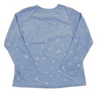 Světlemodré plyšové pyžamové triko s vesmírem Primark