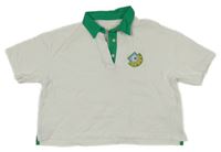 Bílo-zelené polo crop tričko s nášivkou ESPRIT