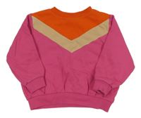 Tmavorůžovo-béžovo-tmavooranžová oversize mikina H&M