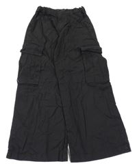 Černé cargo plátěné kalhoty H&M